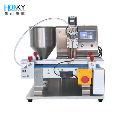 Desktop Conveyor Type Cream Paste Bottle Filling Machine With Q-R Pistom Pump For Small Batch Bottle Filling