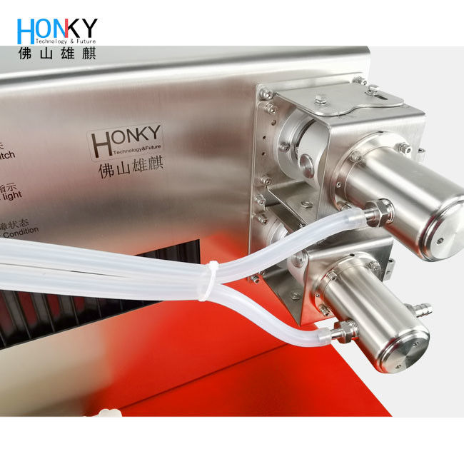 Macchina di riempimento di liquidi per desktop a asse XY con 2 ml di pompa di riempimento di liquidi con controllo PLC e costruzione in acciaio inossidabile