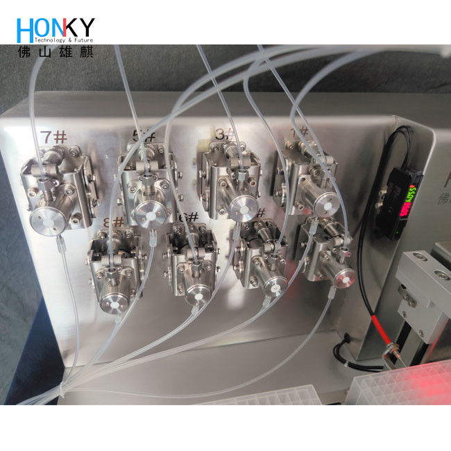 Macchina di riempimento a strisce PCR desktop Sistema di riempimento a teste multiple per riempimento e imballaggio di liquidi con reagenti biologici